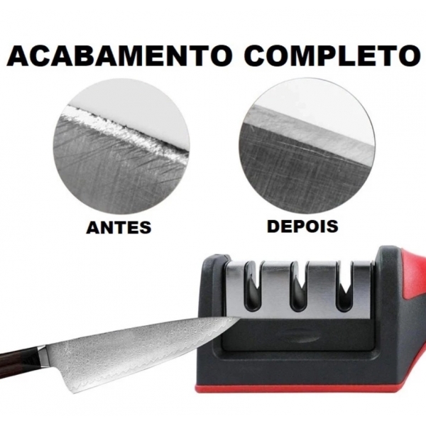 Amolador Faca Afiador Profissional com cabo 3 EM 1