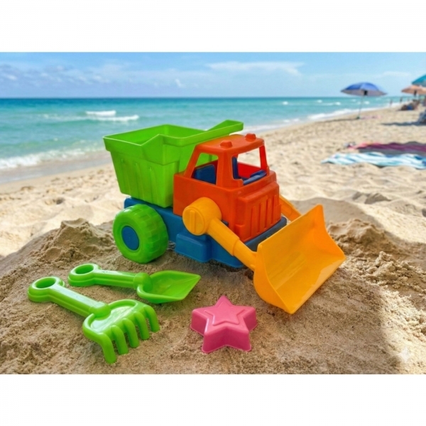 Carregadeira Escavadeira Trator Plastico Praia C/ 5 Peças