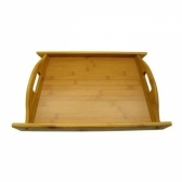 Bandeja Em Bambu Com Alça Para Servir Retangular 34X23Cm