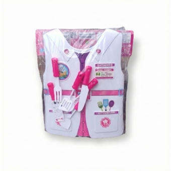 Brinquedo Kit Chef De Cozinha Com Colete 7 Peças