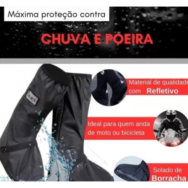 Capa de Chuva Polaina Impermeavel Bota Galocha Protetor Calçado Motoqueiro Sapato Moto