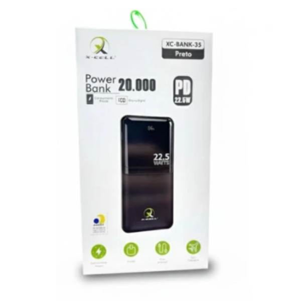 Carregador Portátil Powerbank 20000mAh 22.5W Entradas Led Indicativo de Bateria