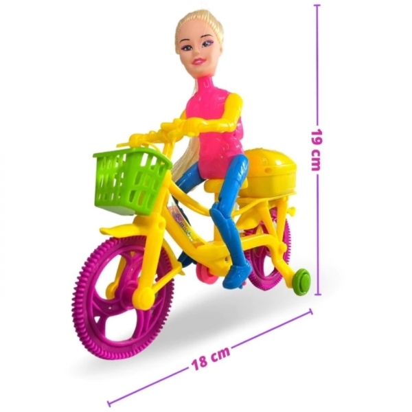 Boneca Com Bicicleta Ciclista Pedala Brinquedo