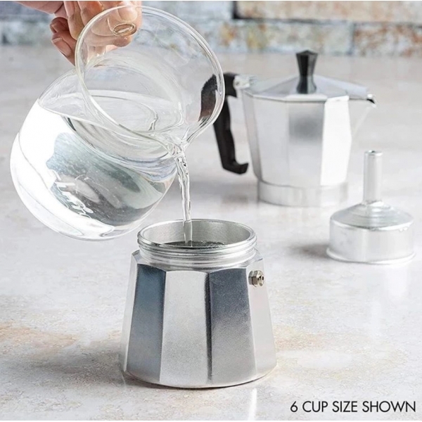 Cafeteira Italiana Alumínio 6 Xícaras Aço Decorada Top Cafeteira Rápida 1,4 litros