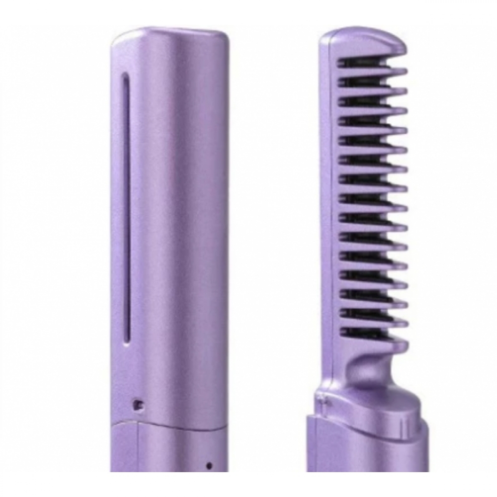 2 em 1 Escova De Alisamento Capilar Alisador De Cabelo Aquecido Recarregável Mini Pente Portátil