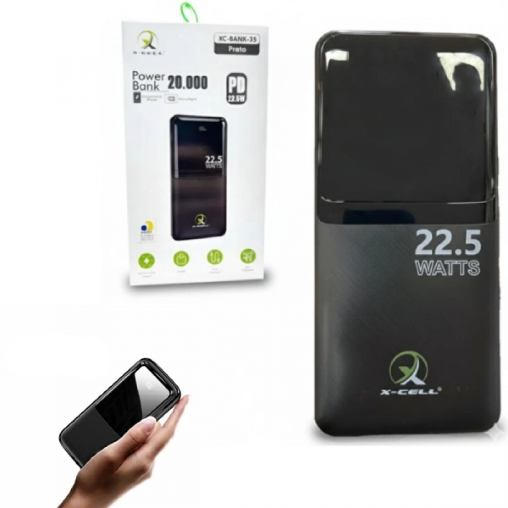 Carregador Portátil Powerbank 20000mAh 22.5W Entradas Led Indicativo de Bateria