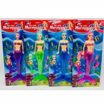 Boneca Sereia Com Led + Filha E Acessórios